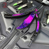 CSGO Purple Doppler Butterfly Knife TRAINER Dull PRACTICE Balisong CS:GO Counter Strike smokey swirls