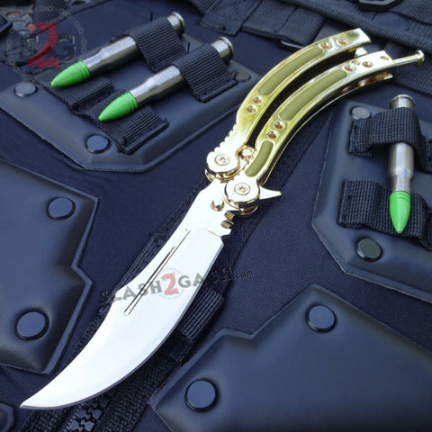 CSGO Golden Butterfly Knife SHARP 440C Counter Strike CS:GO Balisong