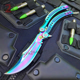 CSGO Titanium Rainbow Butterfly Knife SHARP 440C Counter Strike Tactical CS:GO Balisong