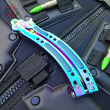 CSGO Titanium Rainbow Butterfly Knife SHARP 440C Counter Strike Tactical CS:GO Balisong