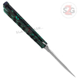 Heavy Duty Classic Butterfly Knife Thick 7 Hole Balisong - Marble Green Splatter Plain