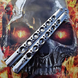 TheONE Butterfly Knife 440C Chrome BM47 Mirror Finish Best Version Channel Construction Balisong Spring Latch
