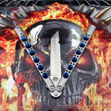 The ONE Butterfly Knife Balisong Tanto Halo Blue Holes Channel Construction Best Version Spring Latch w/ BUSHINGS