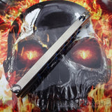 TheONE Butterfly Knife with BUSHINGS 440C Channel Balisong - Satin 42 with Blue Holes and Spring Latch