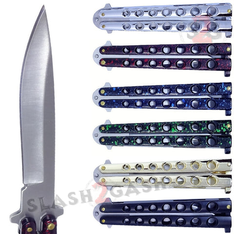 Classic 7 Hole Butterfly Knife 440c Premium Steel Flip Balisong - 6 colors