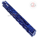 Classic 7 Hole Butterfly Knife 440c Premium Steel Flip Balisong - Marble Blue