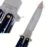 Marble Blue Butterfly Knife Classic 7 Hole 440c Premium Steel Riveted Flip Balisong