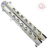 Classic 7 Hole Butterfly Knife 440c Premium Steel Flip Balisong - Shiny Gold