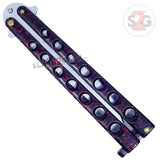 Marble Red Butterfly Knife Classic 7 Hole 440c Premium Steel Riveted Flip Balisong