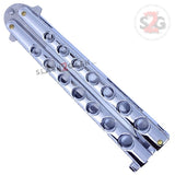 Classic 7 Hole Butterfly Knife 440c Premium Steel Flip Balisong - Shiny Silver