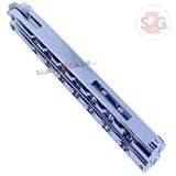 Silver Butterfly Knife Classic 7 Hole 440c Premium Steel Riveted Flip Balisong - Shiny