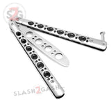 Classic Black Hole Butterfly Knife TRAINER Dull Practice Balisong - Silver