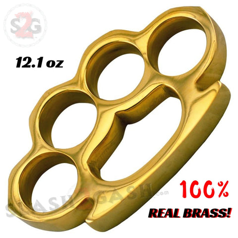 100% Real Brass Knuckles - 12.1 oz Solid Brass Paperweight Knuckle Duster Slash2Gash S2G