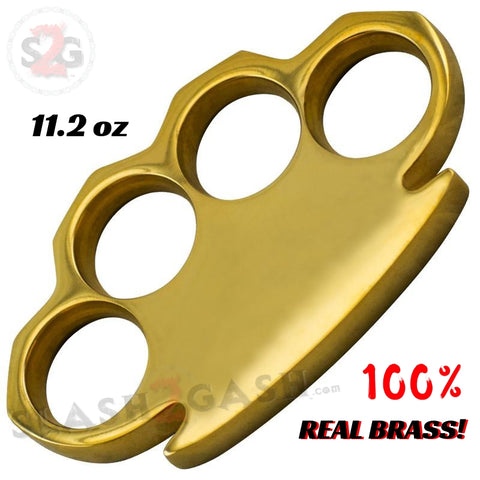 100% Real Brass Knuckles - 11.2 oz Solid Brass Paperweight Knucks Duster