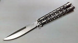 Classic Premium Silver Butterfly Knife 440C Balisong Simple Sandwich Version Spring Latch