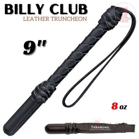 Billy Club Self Defense Real Leather Baton Police Truncheon - Small 9 Inch