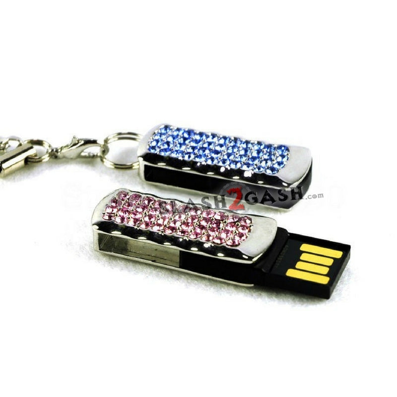 Fashion Mini Crystal Keychain Jewelry USB Flash Memory Drive - Blue ...