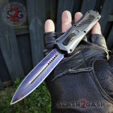 Spartan OTF Knife Grey w/ Blue Spectrum Carbon Fiber - Spear - S2G Tactical Switchblade Knives *Limited Edition*