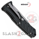 Boker Plus Strike Automatic Knife Black - Drop Point Stone Wash Switchblade w/ Carry Case slash2gash S2G