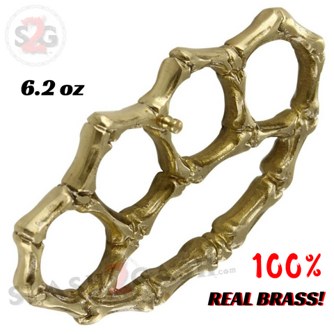 Skeleton Bones Brass Knuckles Paperweight Knuckle Duster - REAL BRASS "Bad to the Bone"