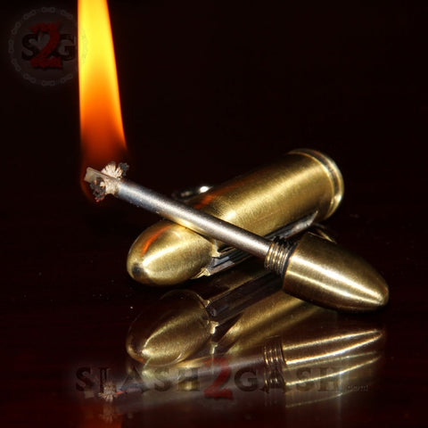 Bullet Fire Starter Round Tip - Emergency Permanent Match Survival Key Chain Flint Camping Kerosene Lighter