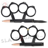 Bullet Knuckles w/ Hidden Knife Belt Buckle Paperweight - Black Duster