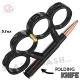 Bullet Knuckles w/ Hidden Knife Belt Buckle Paperweight - Black Duster