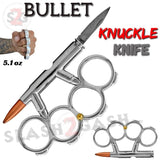 Bullet Knuckles w/ Hidden Knife Belt Buckle Paperweight - Silver Chrome Duster