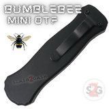 California Legal Mini Out The Front Knife Small Automatic Switchblade Knives - Black Combo Plain Edge Sharp Serrated Bumble Bee