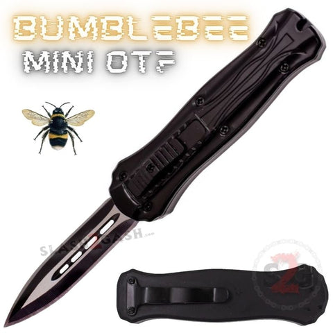 Black Mini Out The Front Knife Small Automatic Switchblade Knives California Legal - Dagger Bumble Bee