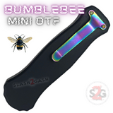 California Legal Mini Out The Front Knife Small Automatic Switchblade Knives - Black Rainbow Bumble Bee