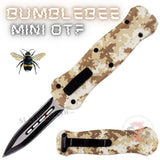California Legal Mini Out The Front Knife Small Automatic Switchblade Knives - Desert Digital Camo Bumble Bee