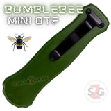 California Legal Mini Out The Front Knife Small Automatic Switchblade Knives - Forest Green Bumble Bee