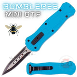 California Legal Mini Out The Front Knife Small Automatic Switchblade Knives - Light Blue Bumble Bee