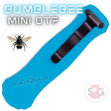 California Legal Mini Out The Front Knife Small Automatic Switchblade Knives - Light Blue Bumble Bee