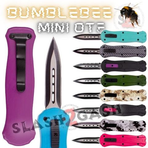 California Legal Mini Out The Front Knife Small Automatic Switchblade Knives - Bumble Bee Asst. colors