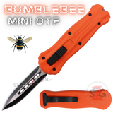 California Legal Mini Out The Front Knife Small Automatic Switchblade Knives - Orange Bumble Bee