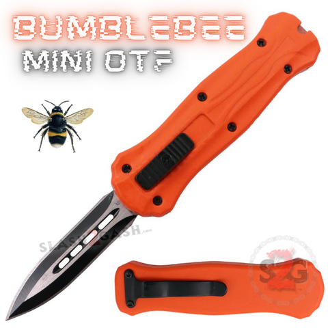 Orange Mini Out The Front Knife Small Automatic Switchblade Knives California Legal - Dagger Bumble Bee