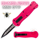 California Legal Mini Out The Front Knife Small Automatic Switchblade Knives - Pink Bumble Bee