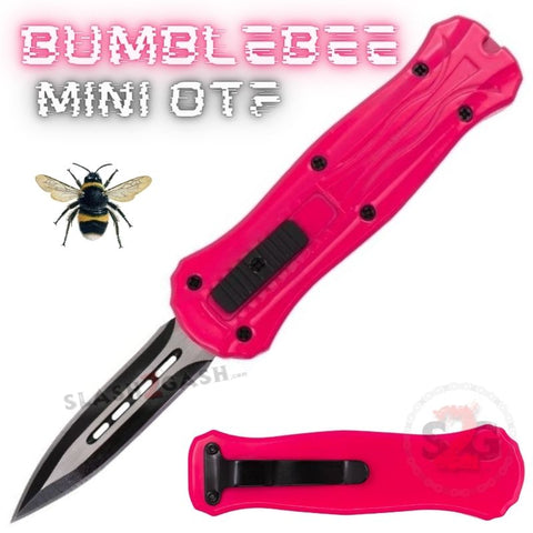 Pink Mini Out The Front Knife Small Automatic Switchblade Knives California Legal - Dagger Bumble Bee