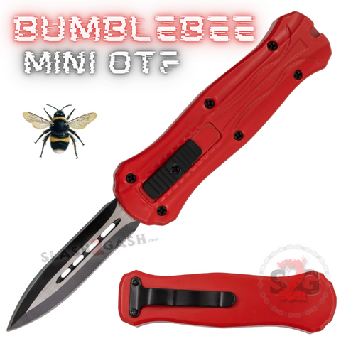 Bumblebee Mini OTF Knife Small Auto Switchblade Dagger - Red