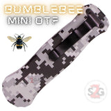 California Legal Mini Out The Front Knife Small Automatic Switchblade Knives - Snow Digital Camo Bumble Bee