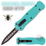 California Legal Mini Out The Front Knife Small Automatic Switchblade Knives - Teal Bumble Bee