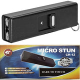 Micro USB Slider Mini Keychain STUN GUN w/ LED Rechargeable Black
