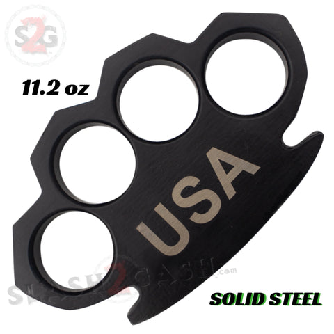 Steam Punk USA Knuckles Solid Black Steel Paper Weight - 11.2 oz