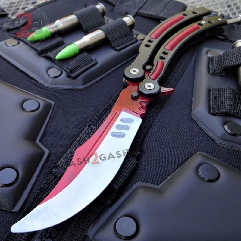 CSGO Autotronic Butterfly Knife Red & Black TRAINER Dull PRACTICE Bali ...