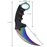 CSGO karambit tactical claw neck knife fixed blade knives counter strike titanium rainbow fade CS GO