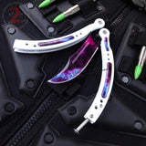 CSGO White Galaxy Butterfly Knife SHARP 440C Counter Strike Tactical Balisong