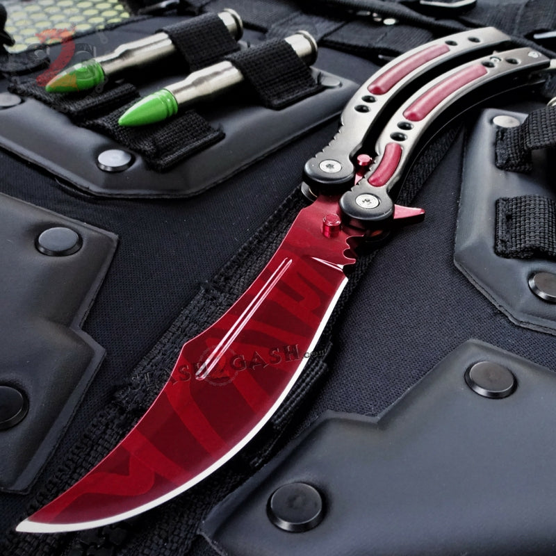 CSGO Slaughter Butterfly Knife SHARP 440C Counter Strike Tactical Bali ...