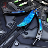 Blue Doppler Sapphire CSGO Butterfly Knife TRAINER Dull Spring Latch PRACTICE Balisong